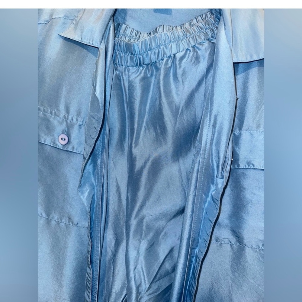 Women's Blue Silk Pants Set Sz.M. - Picture 3 of 3